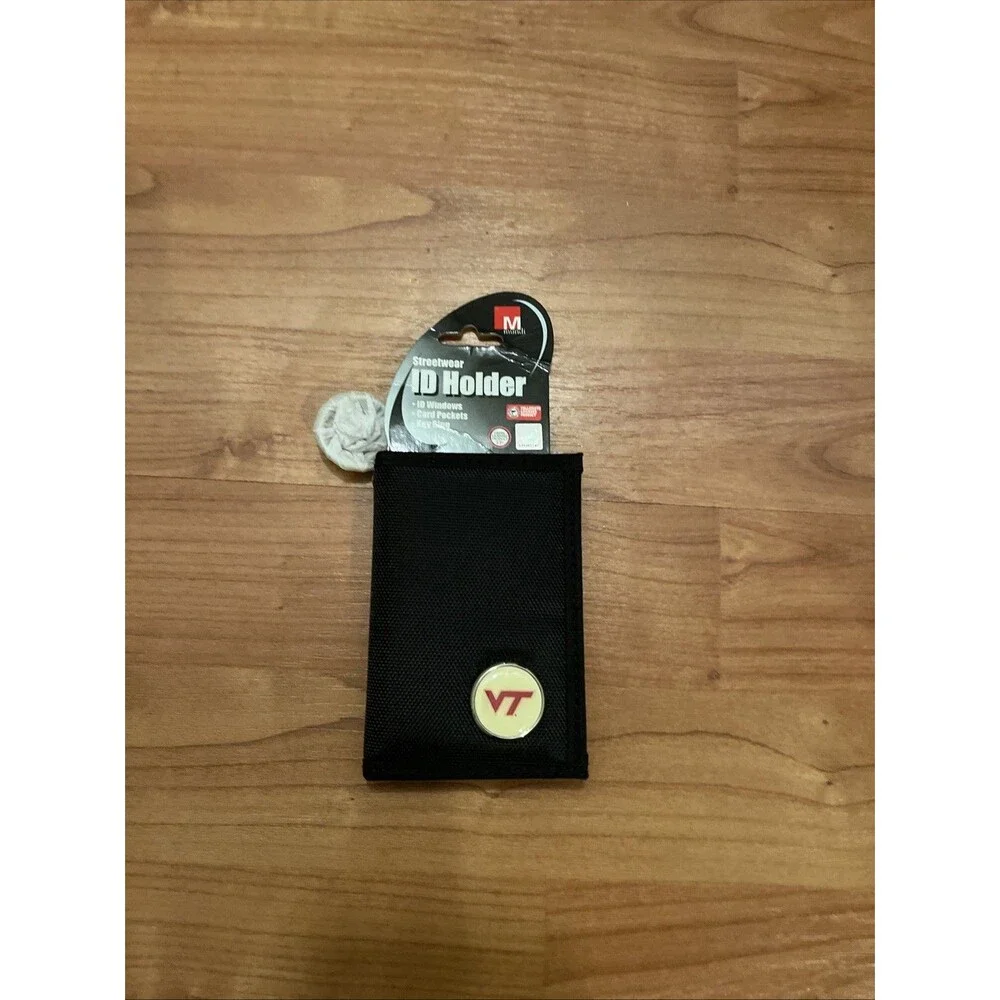 Streetwear Id Holder University Virginia Tech VT Canvas Id Window Key Ring Black